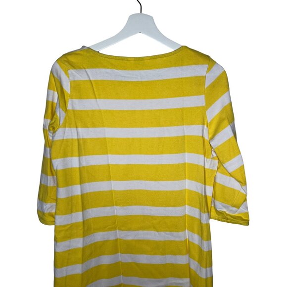 Crown & Ivy Women’s M Yellow White Stripe Tunic Top or Mini Dress Cotton 33” - Picture 10 of 12